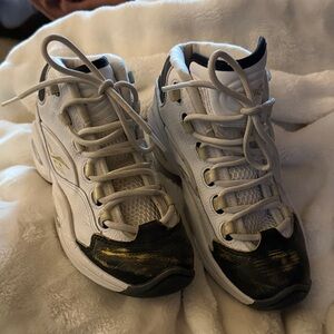 Reebok White and Gold High-Top Sneakers